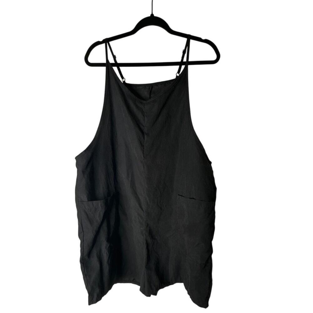 Black Oversized Boxy Romper With Pockets Soft Material Breezy Casual JJ13
